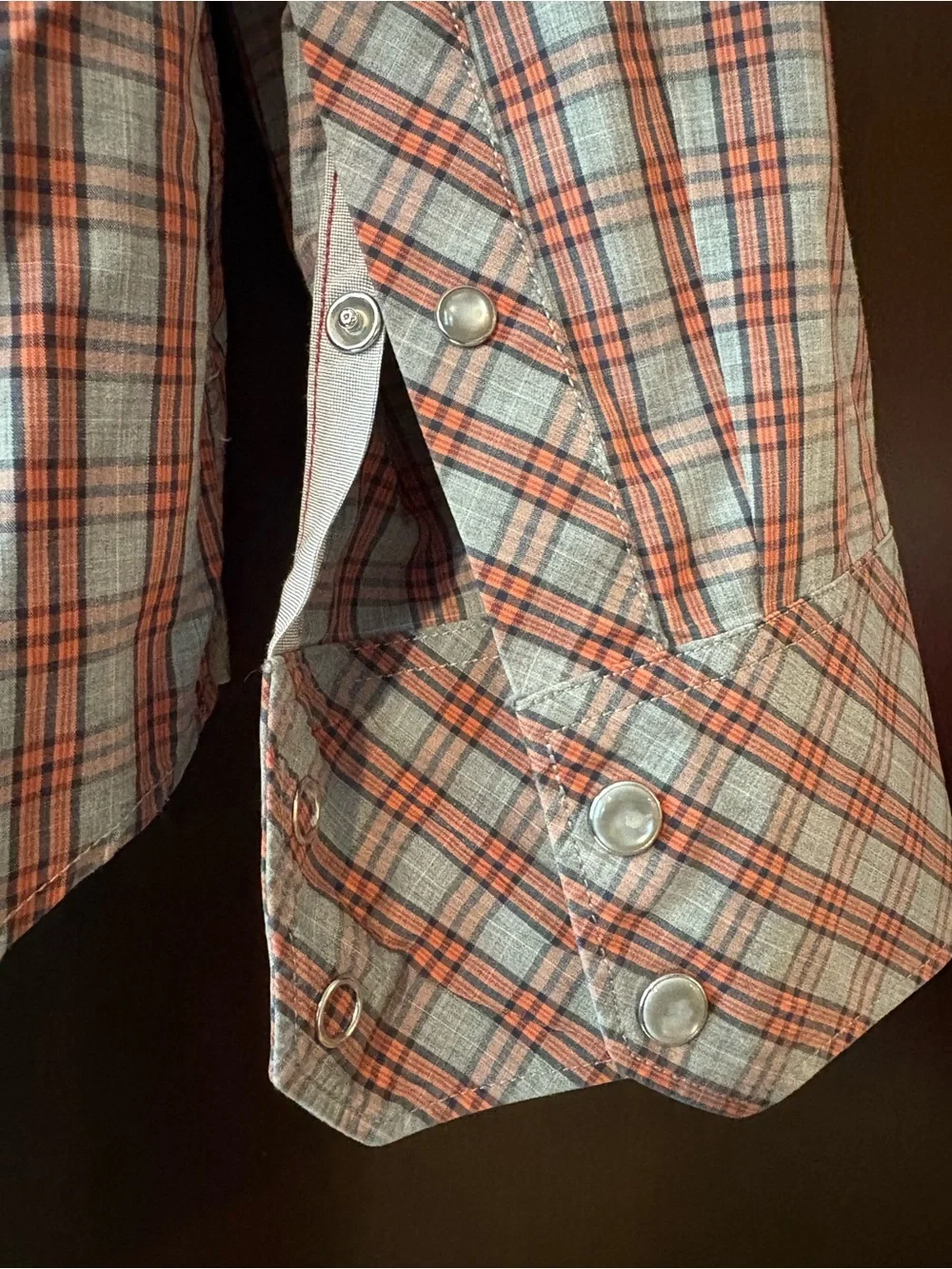 Banana Republic Red and Gray Plaid Western Button-Down Shirt